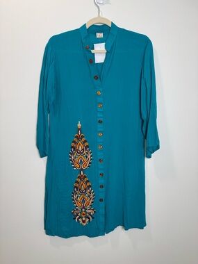 Teal Embroidered Kurta